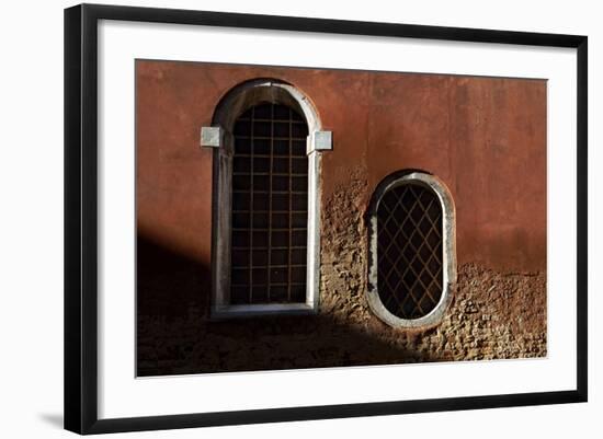 Traditional Venetian Windows, Venice, Italy-George Oze-Framed Photographic Print