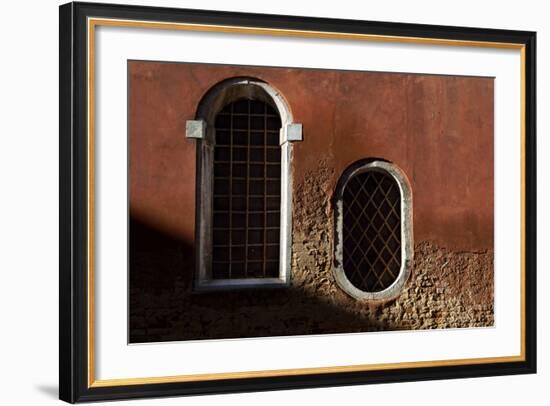 Traditional Venetian Windows, Venice, Italy-George Oze-Framed Photographic Print