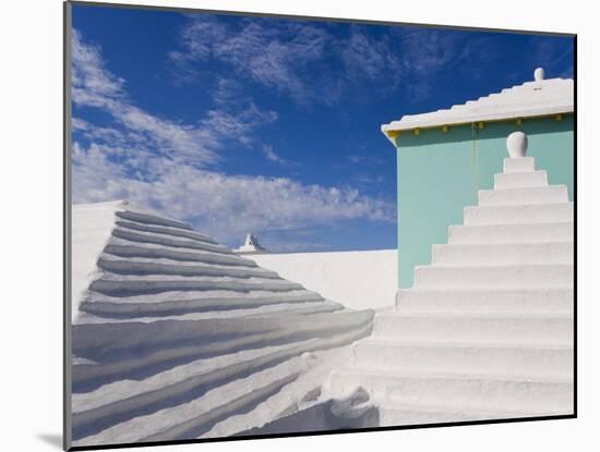 Traditional White Stone Roofs on Colourful Bermuda Houses-Gavin Hellier-Mounted Photographic Print