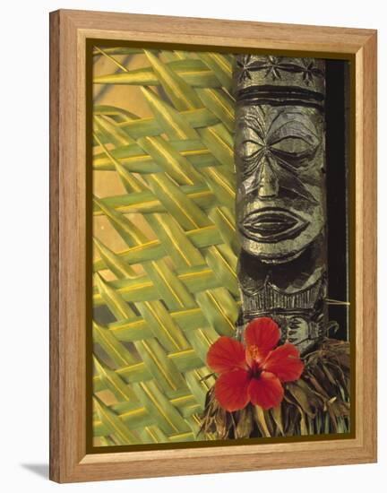 Traditional Wood Carving, Rarotonga, Cook Islands-Neil Farrin-Framed Premier Image Canvas