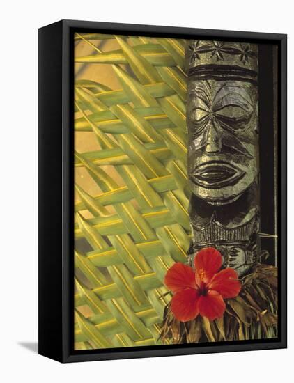 Traditional Wood Carving, Rarotonga, Cook Islands-Neil Farrin-Framed Premier Image Canvas