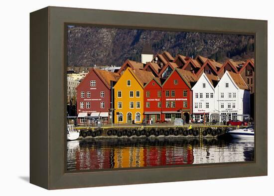 Traditional Wooden Hanseatic Merchants Buildings of the Bryggen, Bergen, Norway, Scandinavia-Robert Harding-Framed Premier Image Canvas