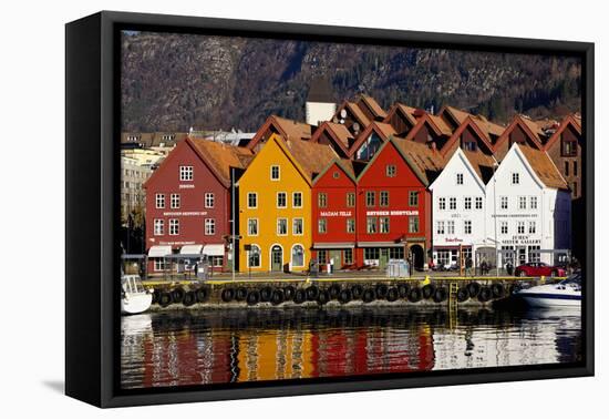 Traditional Wooden Hanseatic Merchants Buildings of the Bryggen, Bergen, Norway, Scandinavia-Robert Harding-Framed Premier Image Canvas