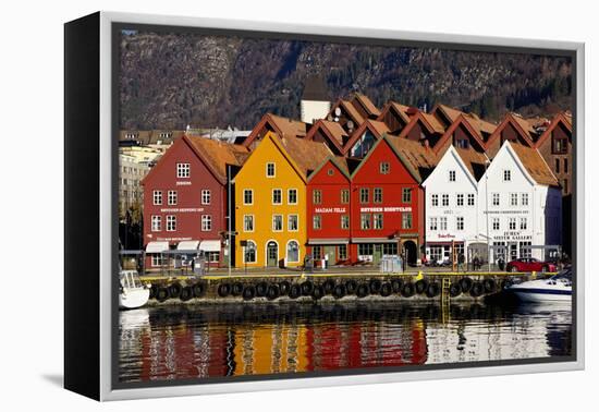 Traditional Wooden Hanseatic Merchants Buildings of the Bryggen, Bergen, Norway, Scandinavia-Robert Harding-Framed Premier Image Canvas