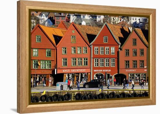 Traditional Wooden Hanseatic Merchants Buildings of the Bryggen, Bergen, Norway, Scandinavia-Robert Harding-Framed Premier Image Canvas