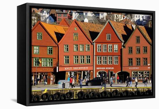 Traditional Wooden Hanseatic Merchants Buildings of the Bryggen, Bergen, Norway, Scandinavia-Robert Harding-Framed Premier Image Canvas