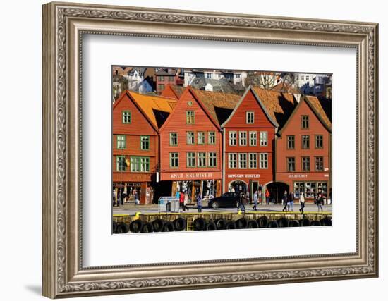 Traditional Wooden Hanseatic Merchants Buildings of the Bryggen, Bergen, Norway, Scandinavia-Robert Harding-Framed Photographic Print