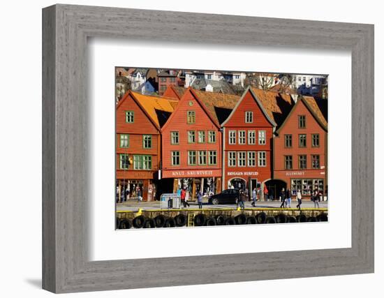 Traditional Wooden Hanseatic Merchants Buildings of the Bryggen, Bergen, Norway, Scandinavia-Robert Harding-Framed Photographic Print