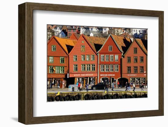 Traditional Wooden Hanseatic Merchants Buildings of the Bryggen, Bergen, Norway, Scandinavia-Robert Harding-Framed Photographic Print