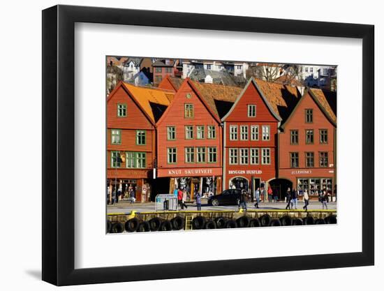 Traditional Wooden Hanseatic Merchants Buildings of the Bryggen, Bergen, Norway, Scandinavia-Robert Harding-Framed Photographic Print