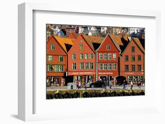 Traditional Wooden Hanseatic Merchants Buildings of the Bryggen, Bergen, Norway, Scandinavia-Robert Harding-Framed Photographic Print