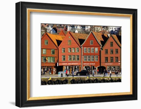 Traditional Wooden Hanseatic Merchants Buildings of the Bryggen, Bergen, Norway, Scandinavia-Robert Harding-Framed Photographic Print