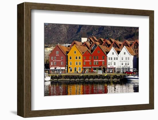 Traditional Wooden Hanseatic Merchants Buildings of the Bryggen, Bergen, Norway, Scandinavia-Robert Harding-Framed Photographic Print