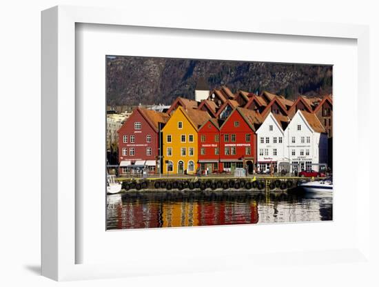 Traditional Wooden Hanseatic Merchants Buildings of the Bryggen, Bergen, Norway, Scandinavia-Robert Harding-Framed Photographic Print