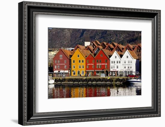 Traditional Wooden Hanseatic Merchants Buildings of the Bryggen, Bergen, Norway, Scandinavia-Robert Harding-Framed Photographic Print