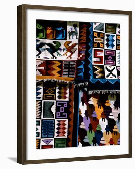 Traditional Wool Textile Blankets for Sale, Pisac Market, Peru-Cindy Miller Hopkins-Framed Photographic Print