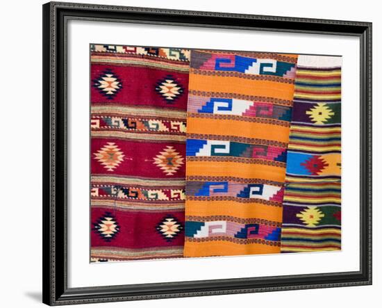 Traditional Woven Fabrics in Tourist Shops, Mitla, Oaxaca, Mexico, North America-Robert Harding-Framed Photographic Print