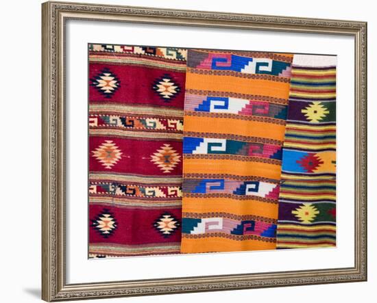 Traditional Woven Fabrics in Tourist Shops, Mitla, Oaxaca, Mexico, North America-Robert Harding-Framed Photographic Print