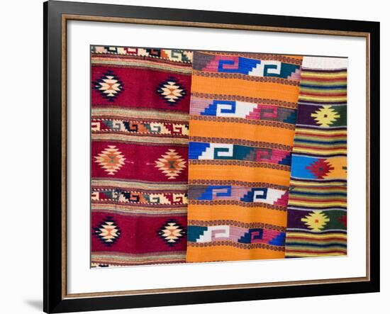 Traditional Woven Fabrics in Tourist Shops, Mitla, Oaxaca, Mexico, North America-Robert Harding-Framed Photographic Print