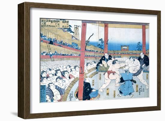 Traditional Wrestling in Japan: Sumo Wrestlers-null-Framed Giclee Print