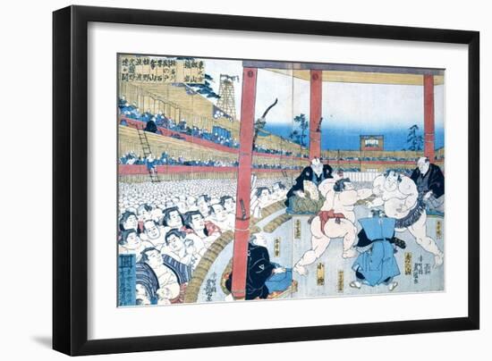 Traditional Wrestling in Japan: Sumo Wrestlers-null-Framed Giclee Print