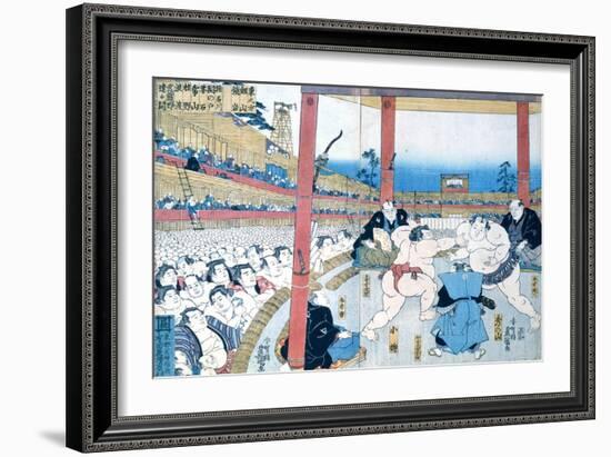 Traditional Wrestling in Japan: Sumo Wrestlers-null-Framed Giclee Print