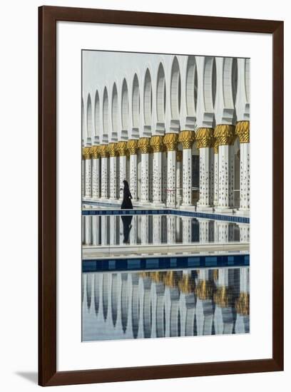 Traditionally Middle Eastern dressed woman walking in the Sheikh Zayed Mosque, Abu Dhabi, United Ar-Stefano Politi Markovina-Framed Photographic Print