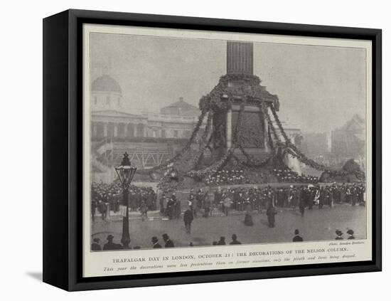 Trafalgar Day in London, 21 October, the Decorations of the Nelson Column-null-Framed Premier Image Canvas