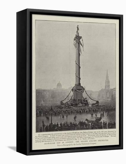 Trafalgar Day in London, the Nelson Column Decorated-null-Framed Premier Image Canvas