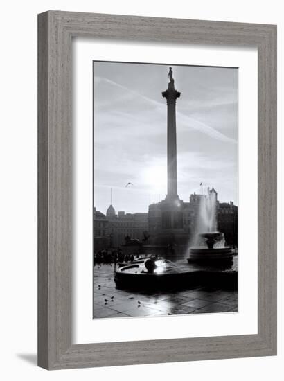 Trafalgar Square at Sunset, London, December 1968-null-Framed Art Print