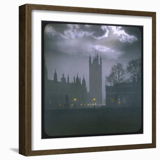 Trafalgar Square by Night with a Full Moon-null-Framed Photographic Print