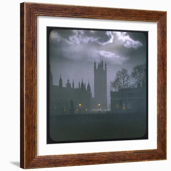 Trafalgar Square by Night with a Full Moon-null-Framed Photographic Print