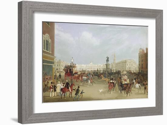 Trafalgar Square in London. 1836-James Pollard-Framed Giclee Print