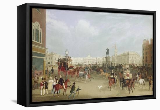 Trafalgar Square in London. 1836-James Pollard-Framed Premier Image Canvas