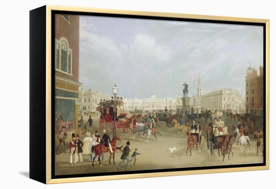 Trafalgar Square in London. 1836-James Pollard-Framed Premier Image Canvas