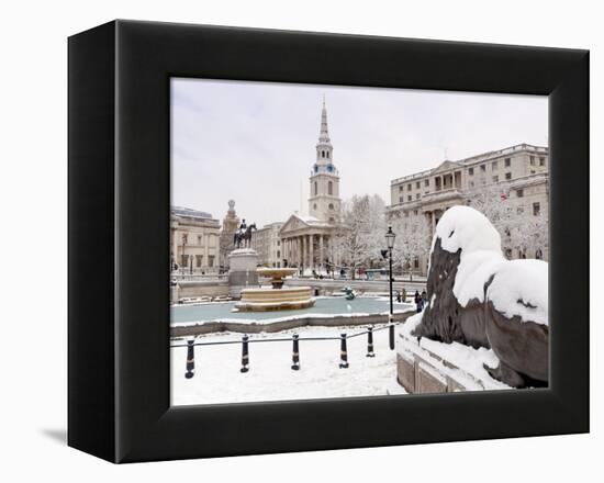 Trafalgar Square in Winter Snow, London, England, United Kingdom, Europe-Alan Copson-Framed Premier Image Canvas