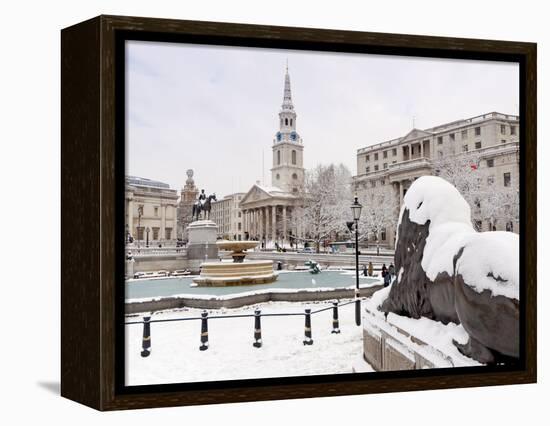 Trafalgar Square in Winter Snow, London, England, United Kingdom, Europe-Alan Copson-Framed Premier Image Canvas