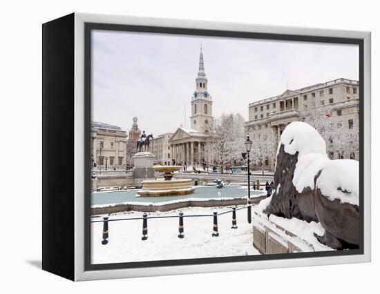 Trafalgar Square in Winter Snow, London, England, United Kingdom, Europe-Alan Copson-Framed Premier Image Canvas