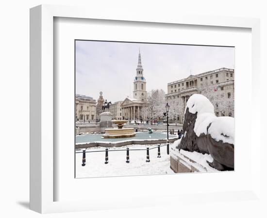 Trafalgar Square in Winter Snow, London, England, United Kingdom, Europe-Alan Copson-Framed Photographic Print