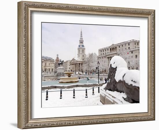 Trafalgar Square in Winter Snow, London, England, United Kingdom, Europe-Alan Copson-Framed Photographic Print