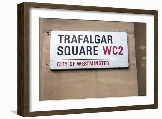 Trafalgar Square Sign, London-Felipe Rodriguez-Framed Photographic Print