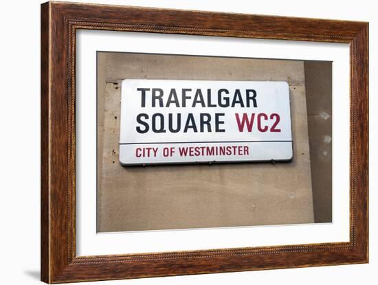 Trafalgar Square Sign, London-Felipe Rodriguez-Framed Photographic Print