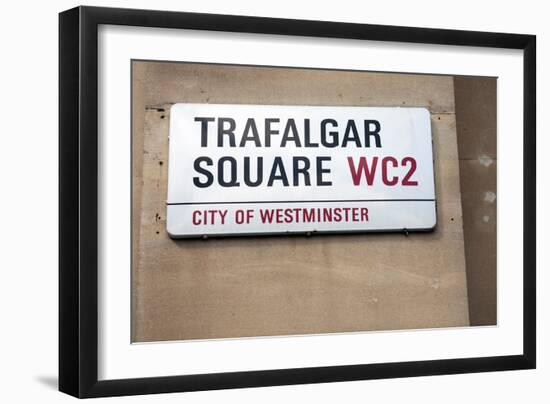 Trafalgar Square Sign, London-Felipe Rodriguez-Framed Photographic Print