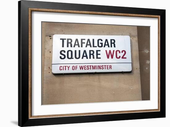 Trafalgar Square Sign, London-Felipe Rodriguez-Framed Photographic Print