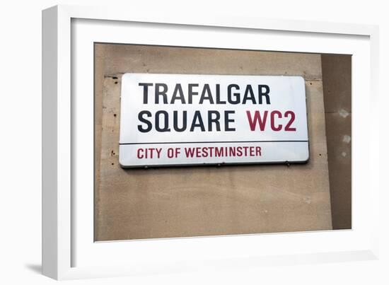 Trafalgar Square Sign, London-Felipe Rodriguez-Framed Photographic Print