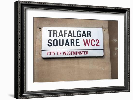 Trafalgar Square Sign, London-Felipe Rodriguez-Framed Photographic Print