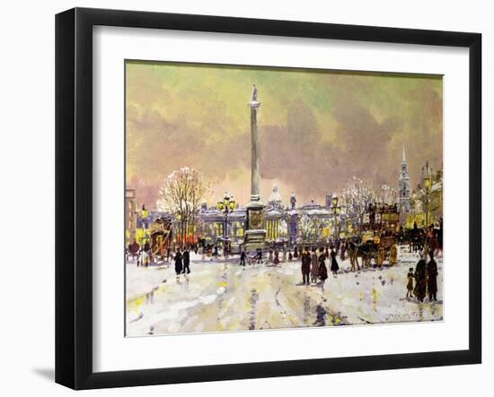 Trafalgar Square under Snow, London-John Sutton-Framed Giclee Print