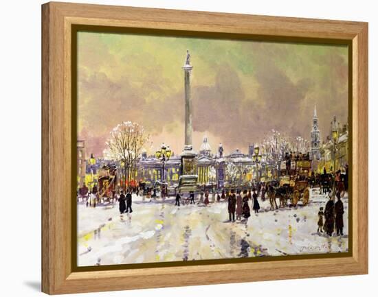 Trafalgar Square under Snow, London-John Sutton-Framed Premier Image Canvas