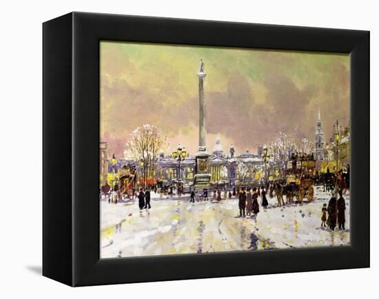 Trafalgar Square under Snow, London-John Sutton-Framed Premier Image Canvas