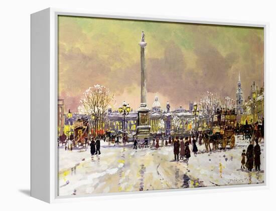 Trafalgar Square under Snow, London-John Sutton-Framed Premier Image Canvas